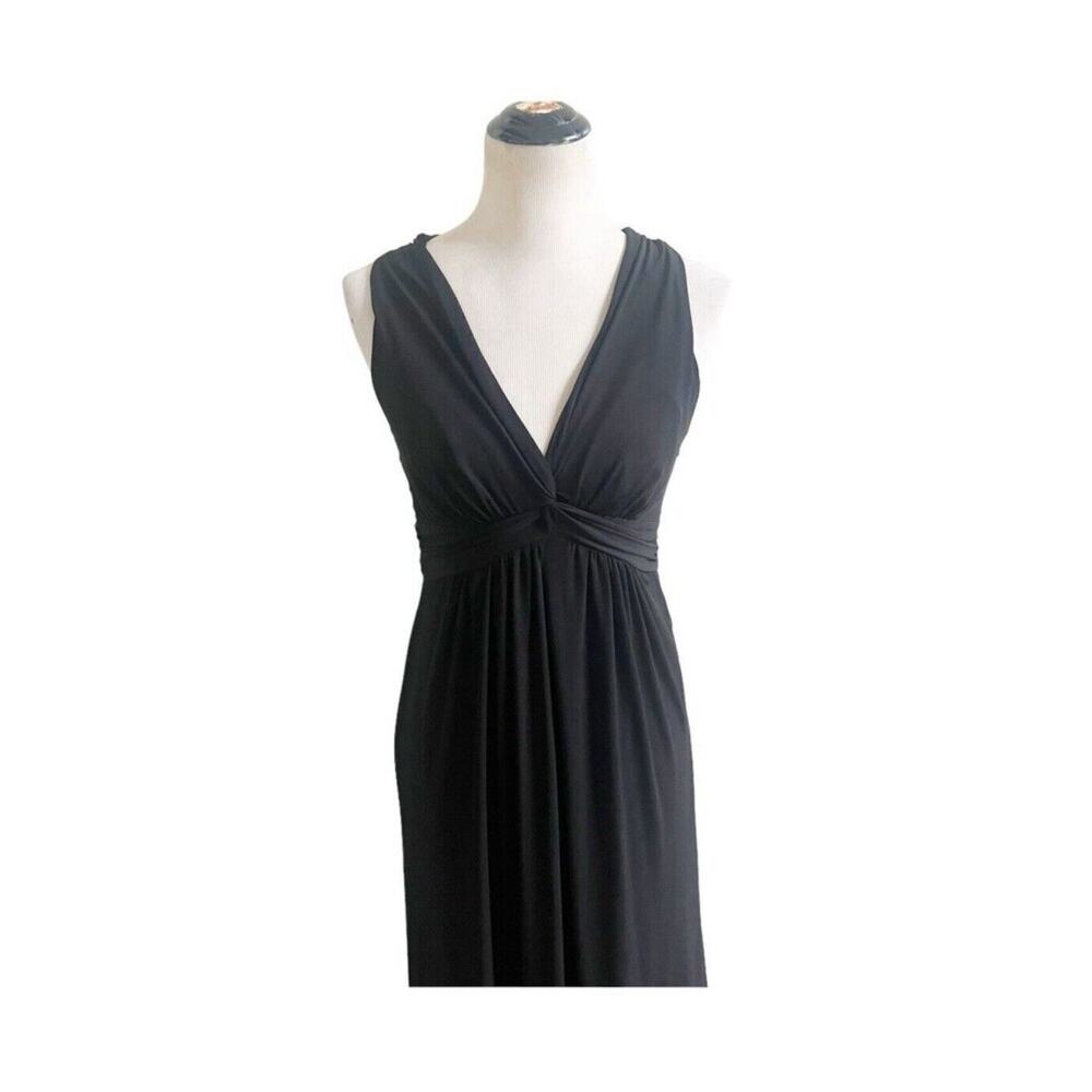 White House Black Market Black Cocktail Party Maxi Dress Size 4 Cross Back - Picture 8 of 12